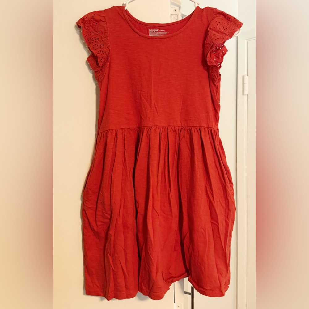 Burnt Orange Ruffle Sleeve Dress